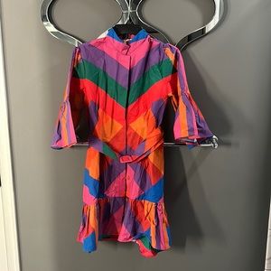 FARM Rio Multicolor Chevron Mini Dress - Pink, Purple, Orange, Green, Blue